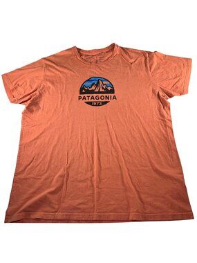 Patagonia Mens Orange Slim Fit Short Sleeve T-Shirt 2XL Graphic Organic Cotton